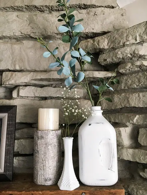 DIY Milk Bottle Vase; Farmhouse home decor; farmhouse vase