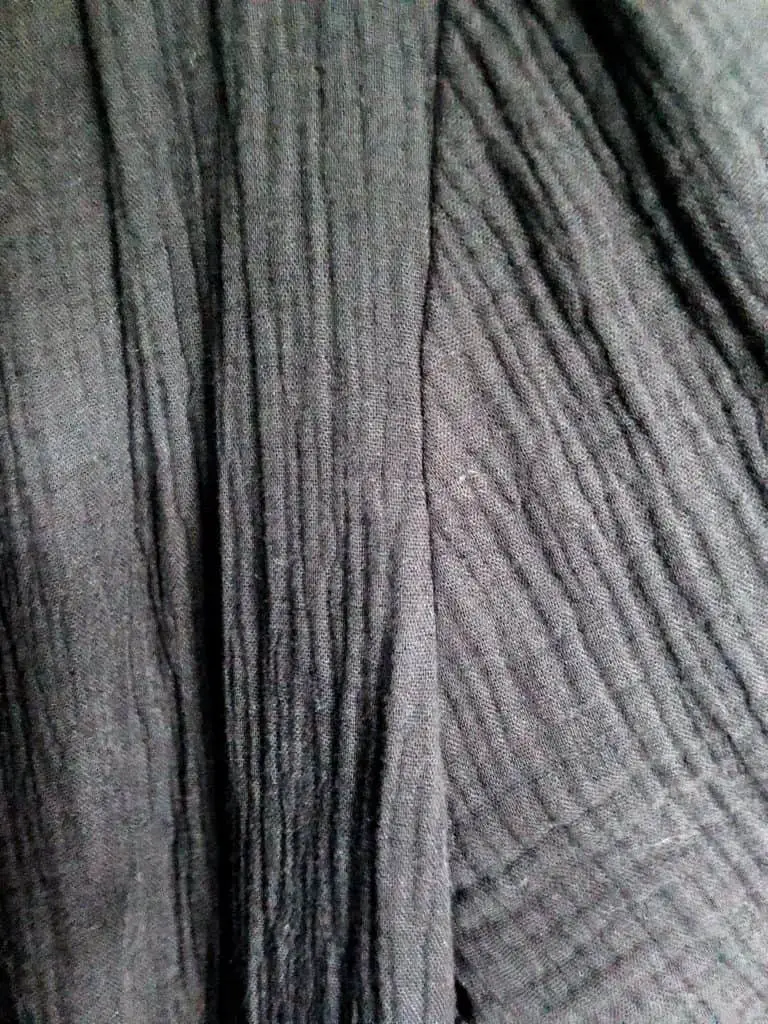 A close up to show the texture of the black cardigan.