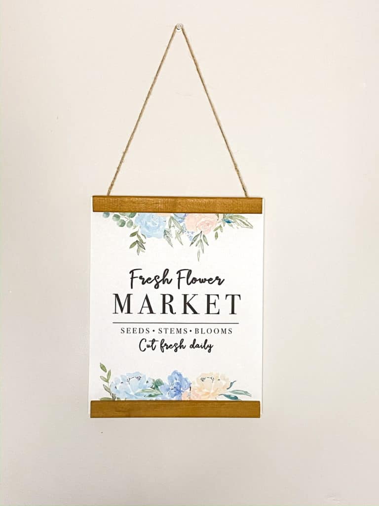 These spring thrift store DIY's are the perfect addition to my spring decor. Check out how easy they were to make plus download a free Flower Market printable you can use to make a sign like mine in under 5 minutes!