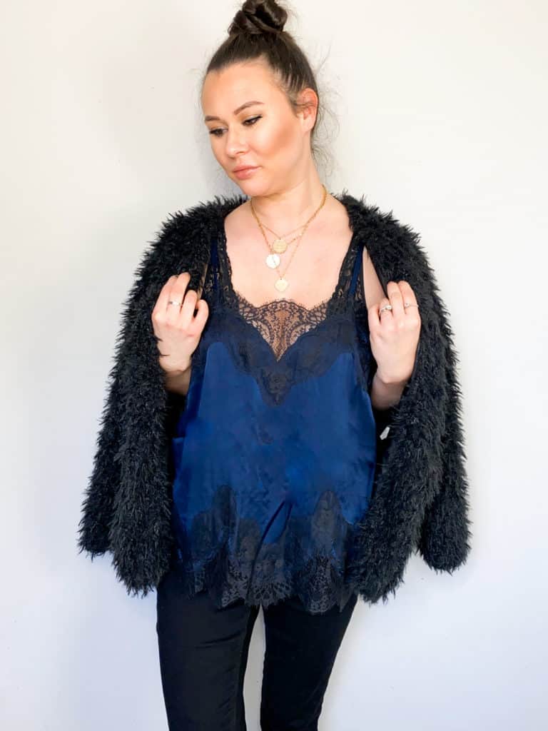 It's easy to find great layering pieces at the thrift store. I found so many great spring pieces that will work perfectly like this gorgeous silk Alice + Olivia camisole (retails for $285!) Check out the rest of my winter to spring thrift haul!