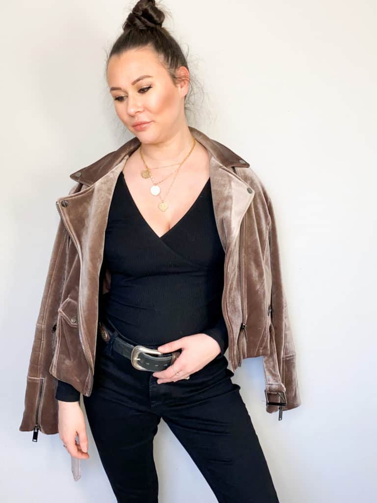 It's easy to find great layering pieces at the thrift store. I found so many great spring pieces that will work perfectly like this great wrap top from Reformation originally $75! Check out the rest of my winter to spring thrift haul!
