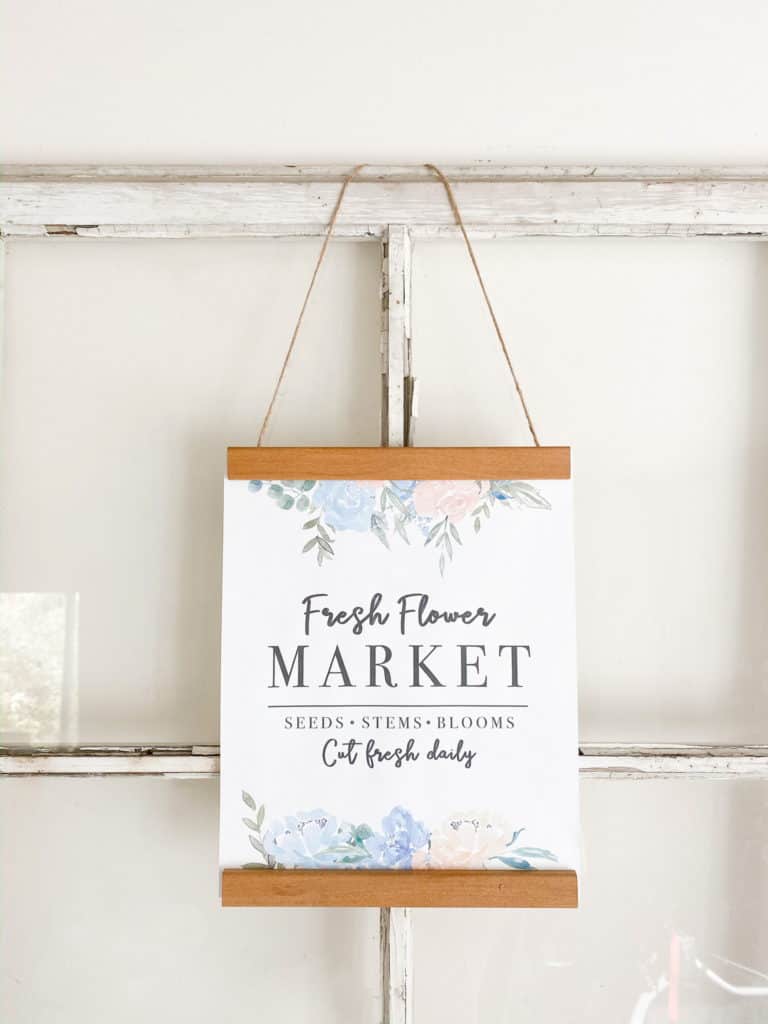 These spring thrift store DIY's are the perfect addition to my spring decor. Check out how easy they were to make plus download this free Flower Market printable you can use to make a sign like mine in under 5 minutes!