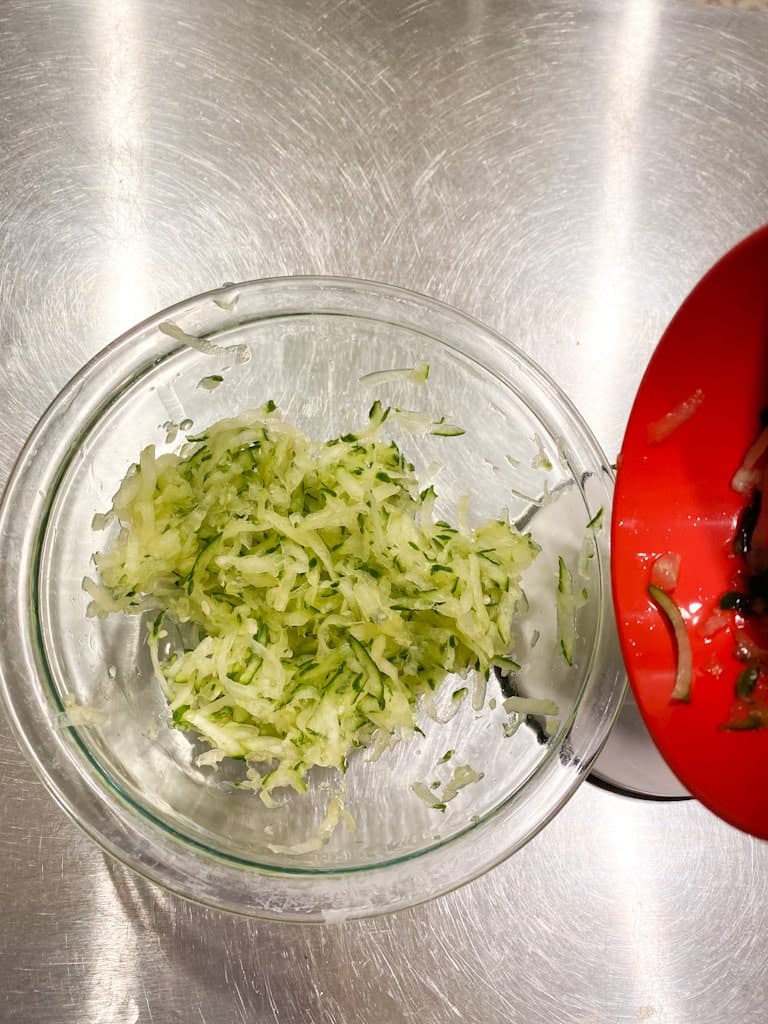 The end results of the finely grated cucumber using the Tupperware Grate Master.