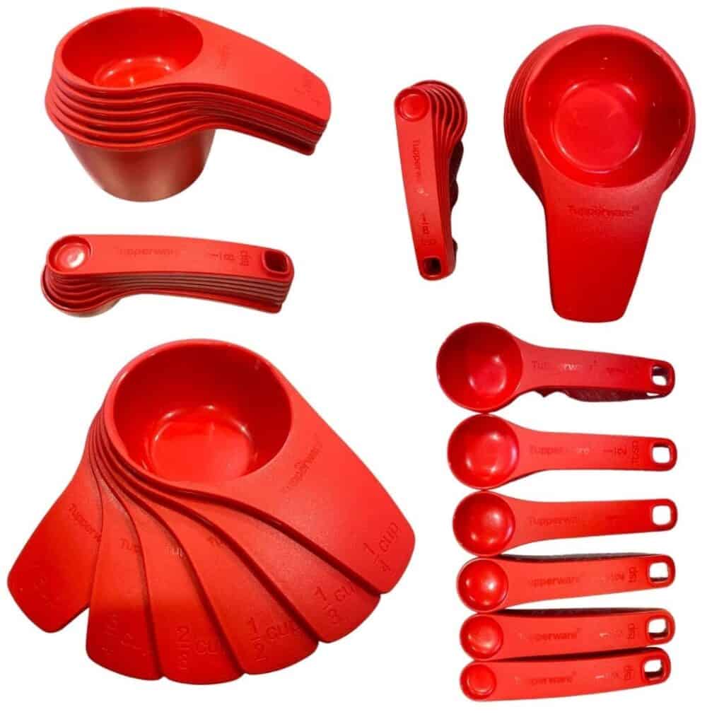 Tupperware Measuring Mates Cups and Spoons Set Chili Red measuring cups