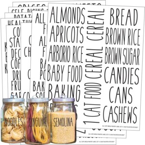 136 All Caps Pantry Labels – 136 Main Ingredients – Food Pantry Label Sticker. Water Resistant Food Jar Labels.