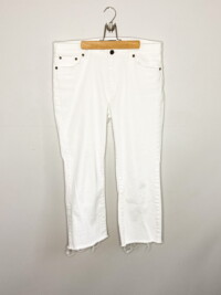 These white straigt leg jeans with a cropped raw hem from Ralph Lauren are one of my favorite thrifted fall basics for bottoms.