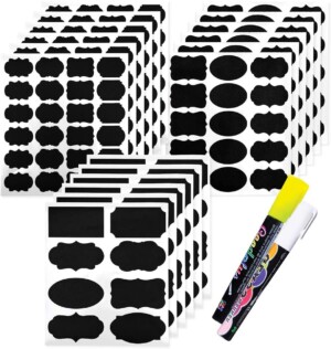 Chalkboard Labels 173 Pcs Pack, Reusable and Waterproof Stickers for Containers, Jars; Mason, Spice, and Glass, Blackboard Organizer for Kitchen and Pantry