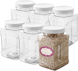 Clear Empty Plastic Storage containers with Lids - Square Plastic Containers - Plastic Jars with Lids