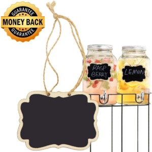 Mini Hanging Chalkboard Signs Wooden Reusable Smooth Surface Small Chalk Boards Double-Sided Little Labels for Food Pantry