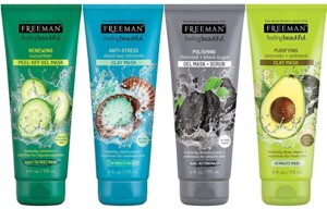 A set of 4 facemasks that come in squeeze tubes. The types you get are a renewing cucumber peel-off gel mask, an anti-stress dead sea minerals clay mask, a polishing charcoal and black sugar gel mask and scrub, and a purifying avocado and oatmeal clay mask.