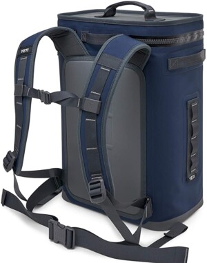 A navy blue Yeti backpack cooler. Coolers make a great gift for him he will actually use.