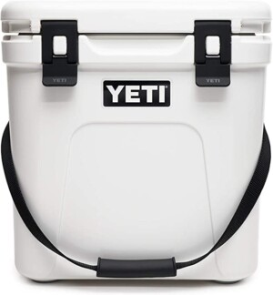 A white compact Yeti cooler.