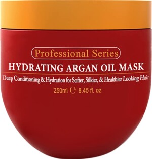 A container of Professional Series Hydrating Argan Oil Hair Mask