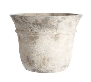 A light colored textured pot.